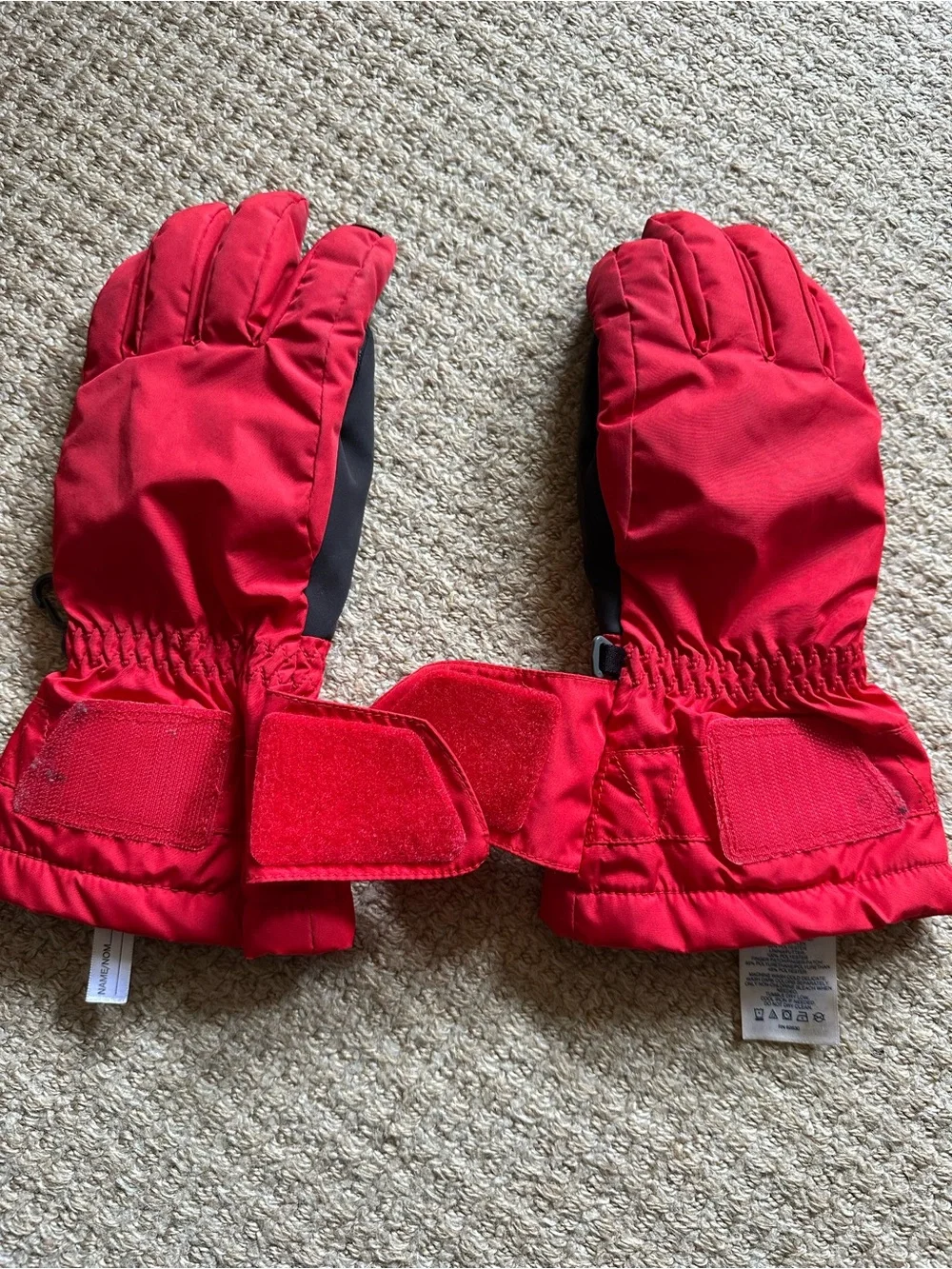 Lands' End Red Kids Gloves with Adjustable Wrist Straps